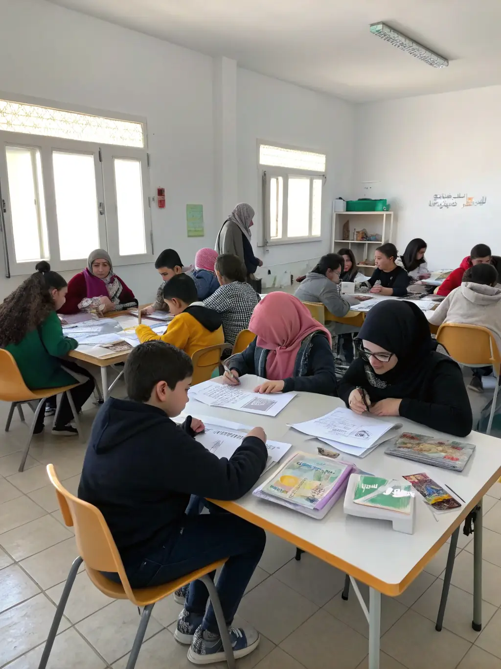 A group of young people engaged in an educational workshop, learning new skills and developing their potential.